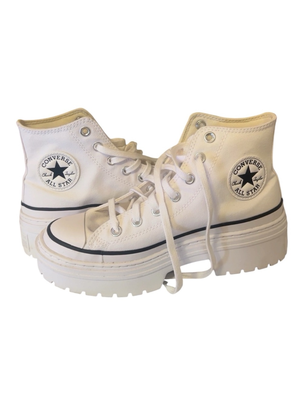 Converse White lugged heel High-Top Sneakers with Black Trim